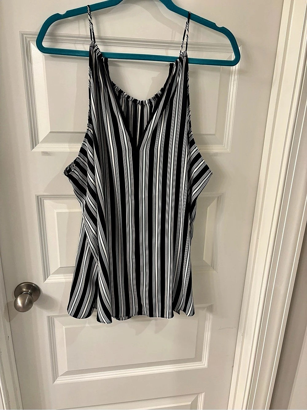 LOFT Black and White Striped Halter Cami Tank Top Black & White XL